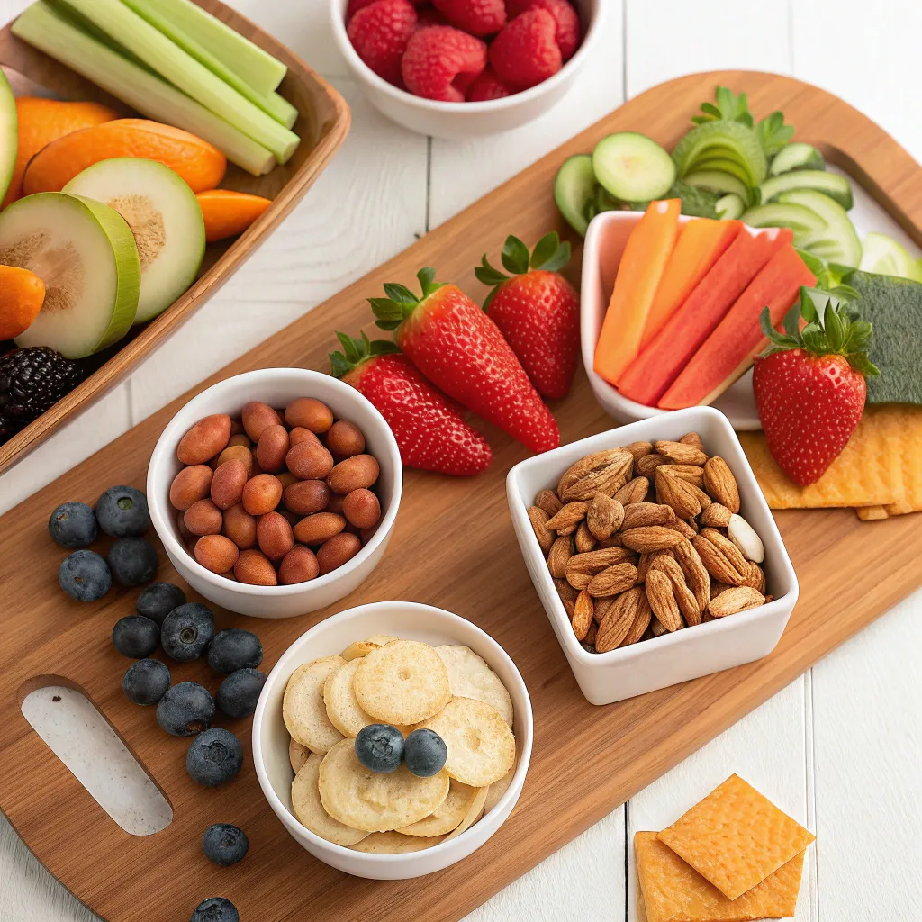 Healthy snacks beautifully arranged on a table